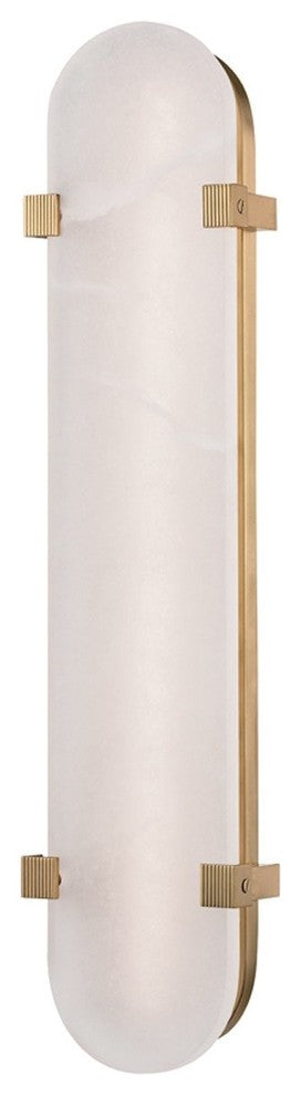 Skylar 25" LED Wall Sconce, Aged Brass Finish, White Opal Alabaster