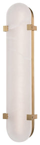 Skylar 25" LED Wall Sconce, Aged Brass Finish, White Opal Alabaster