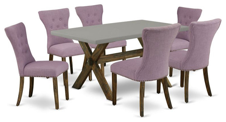 X796Ga740-7, 7-Piece Set, 6 Chairs and Table Hardwood