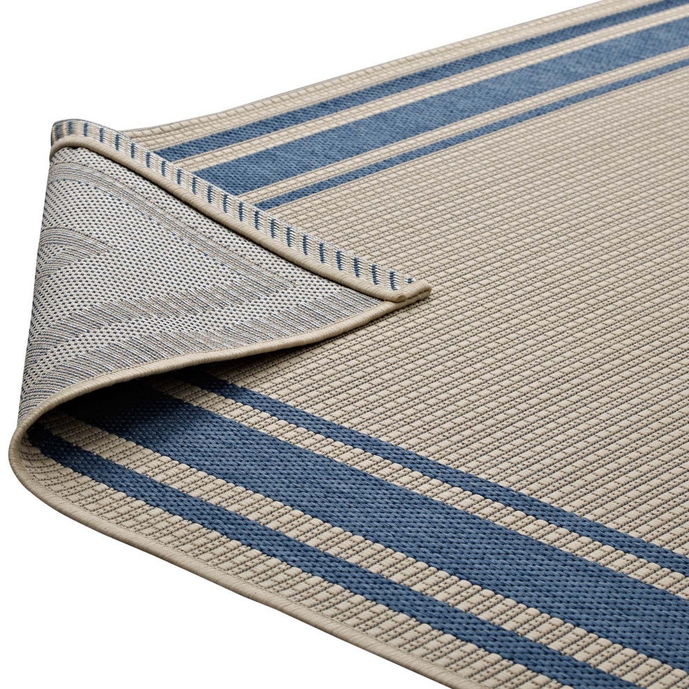 Area Rug Runner Floor Carpet, Indoor Outdoor, Rectangular, 9x12, Blue Beige