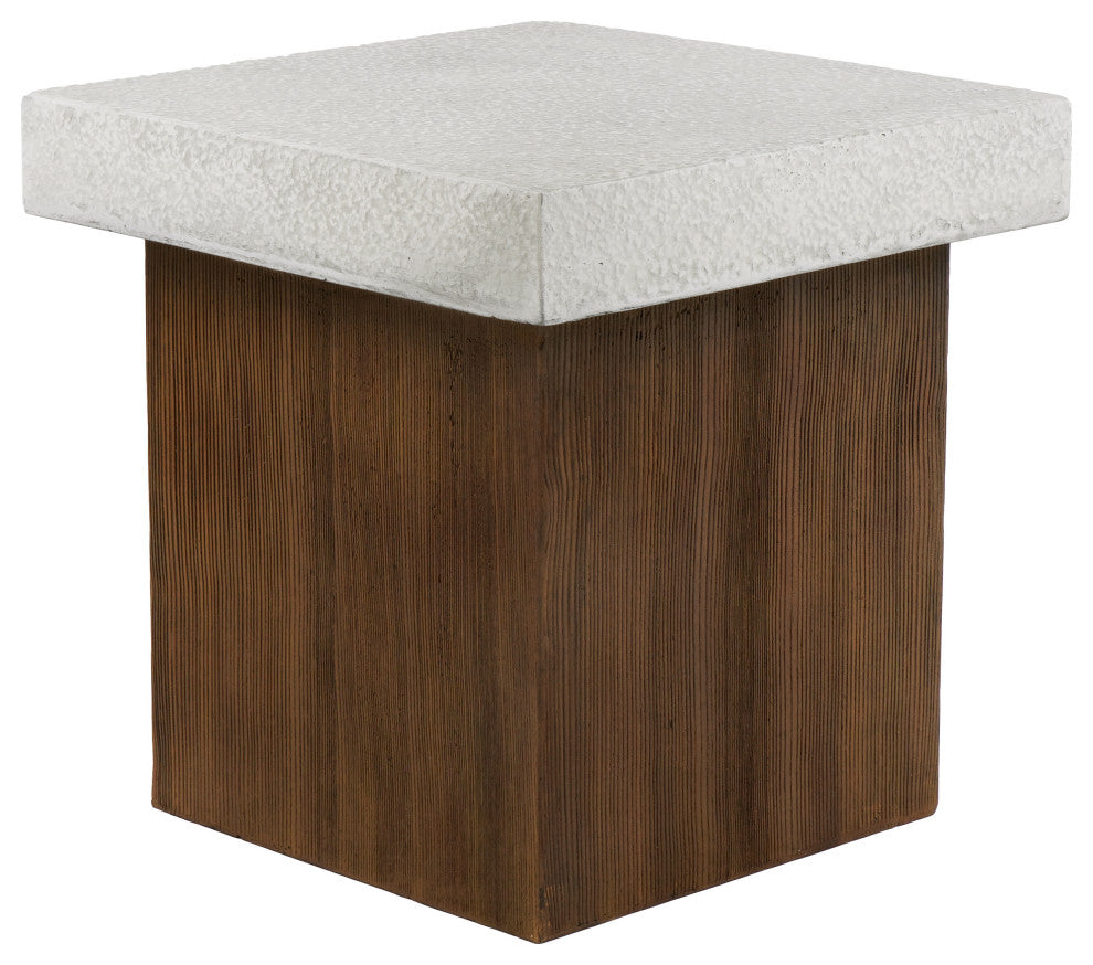 Morgan Outdoor Square MGO Side Table, Wood Frame, Antique White
