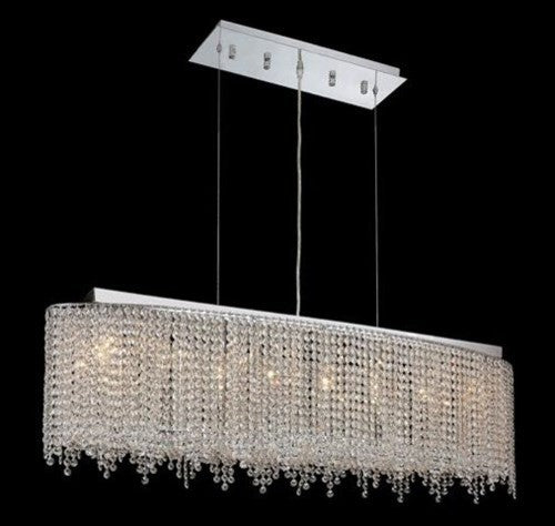 Elegant Moda Dining Room Light, Chrome Finish With Royal Cut Crystal