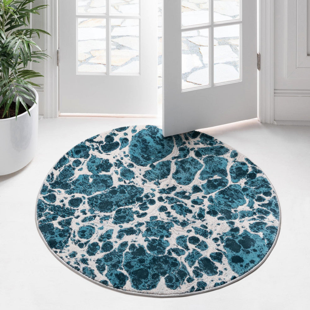 Unique Loom Oasis Breeze Area Rug, Blue, 7' 0 X 7' 0 Round