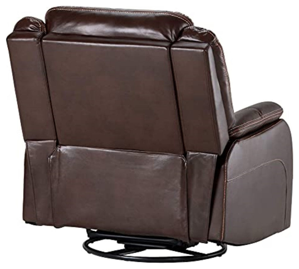 Avant 38" Wide Recliner, Reclining Rocking Swivel Chair, Brown Faux Leather