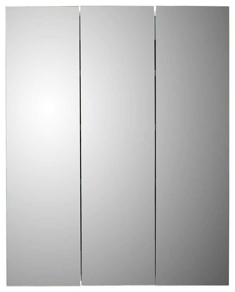 Tri-View Medicine Cabinet, 24"x30", Polished Edge, Surface Mounted