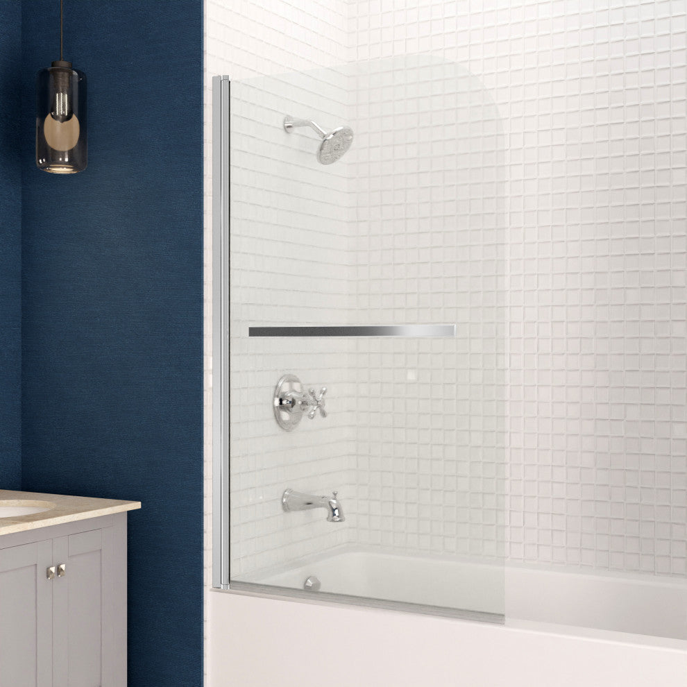 ANZZI Myth 28" x 56" Frameless Hinged Tub Door, Polished Chrome