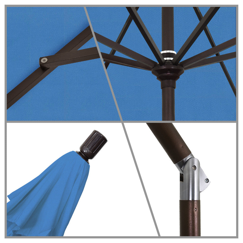 11' Aluminum Umbrella Collar Tilt Matted White, Olefin, Frost Blue