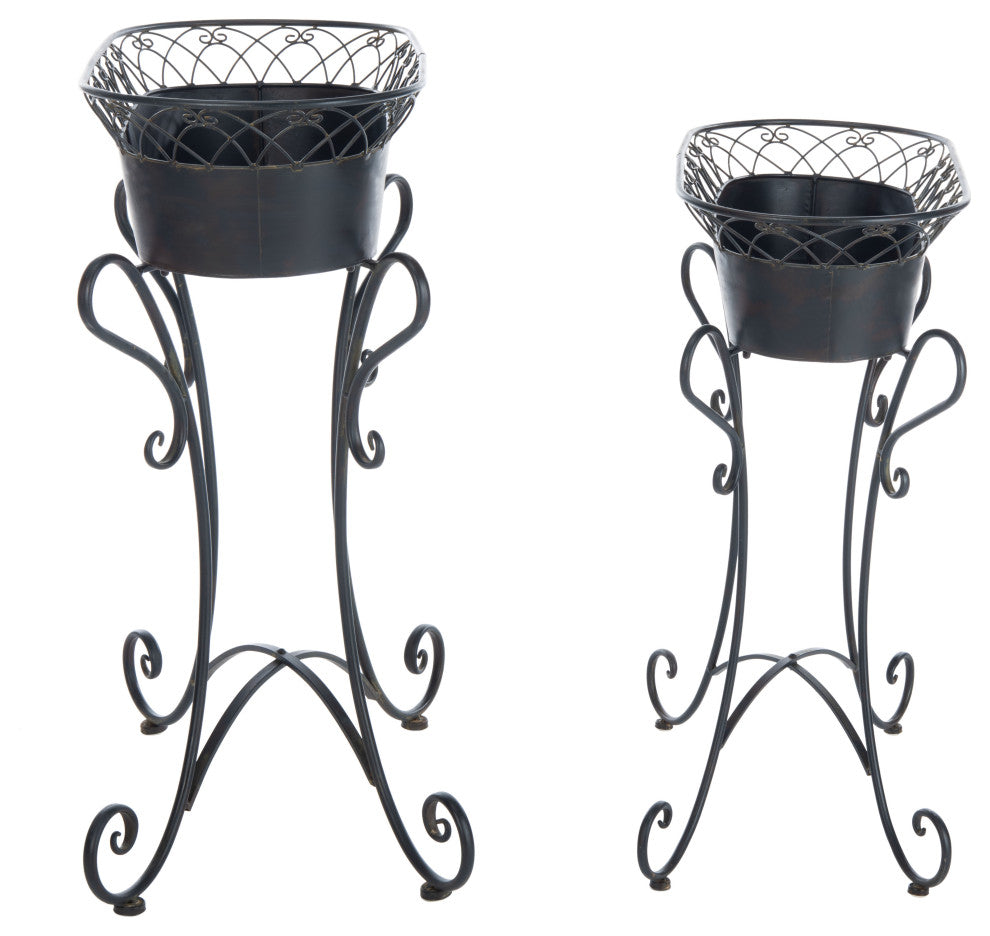 Safavieh Hendrick 2-Piece Outdoor Planters Black Rust