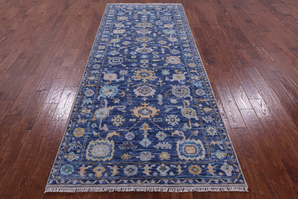 Runner Turkish Oushak Handmade Wool Rug 4' 0" X 10' 2" - Q13467