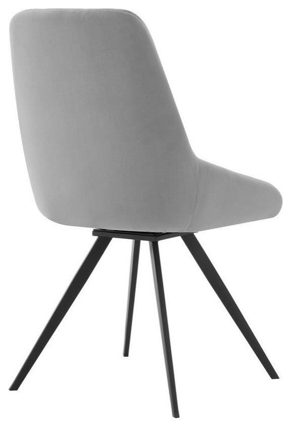 Alison Swivel Gray Velvet and Metal Dining Room Chairs - Set of 2