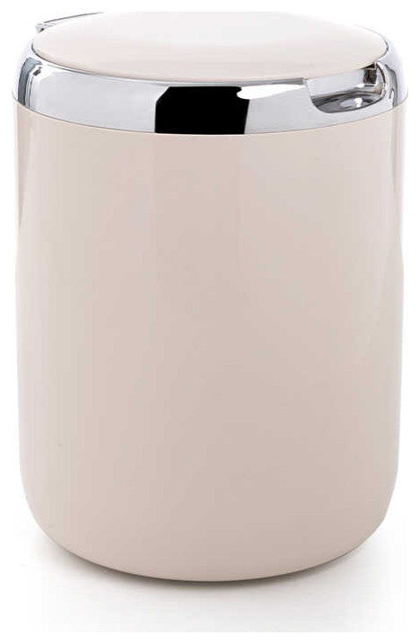 Pasifik Plastic Waterproof Trash Can with Cover and Lid, Car / Kitchen, 3 Liter, Beige