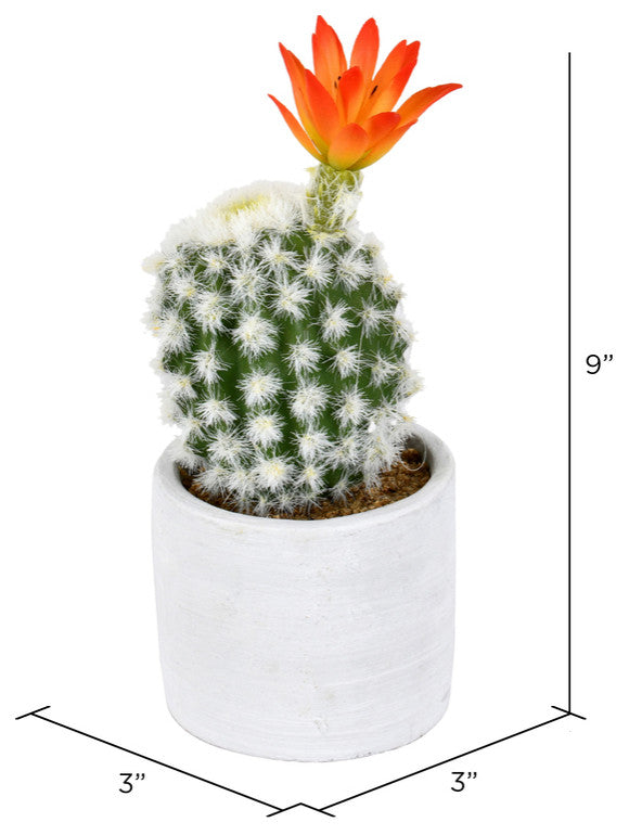 Vickerman Fh191809 9" Artificial Green Cactus In Cement Pot, Pack of 2