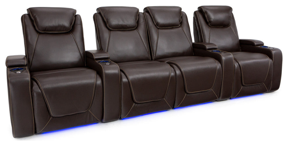 Seatcraft Paladin Home Theater Seating, Brown, Row of 4 With Loveseat