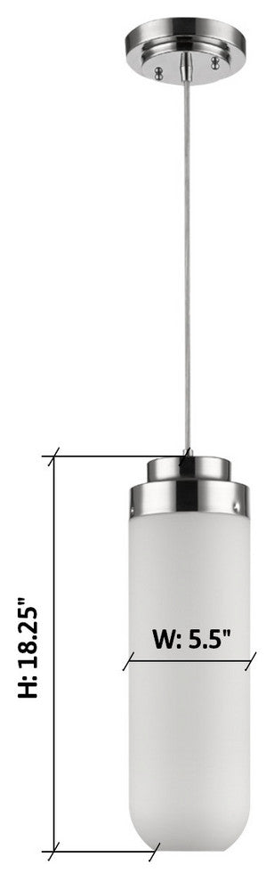 Solar 1-Light Polished Nickel Indoor Pendant With 18" h Frosted Glass Shade IN31
