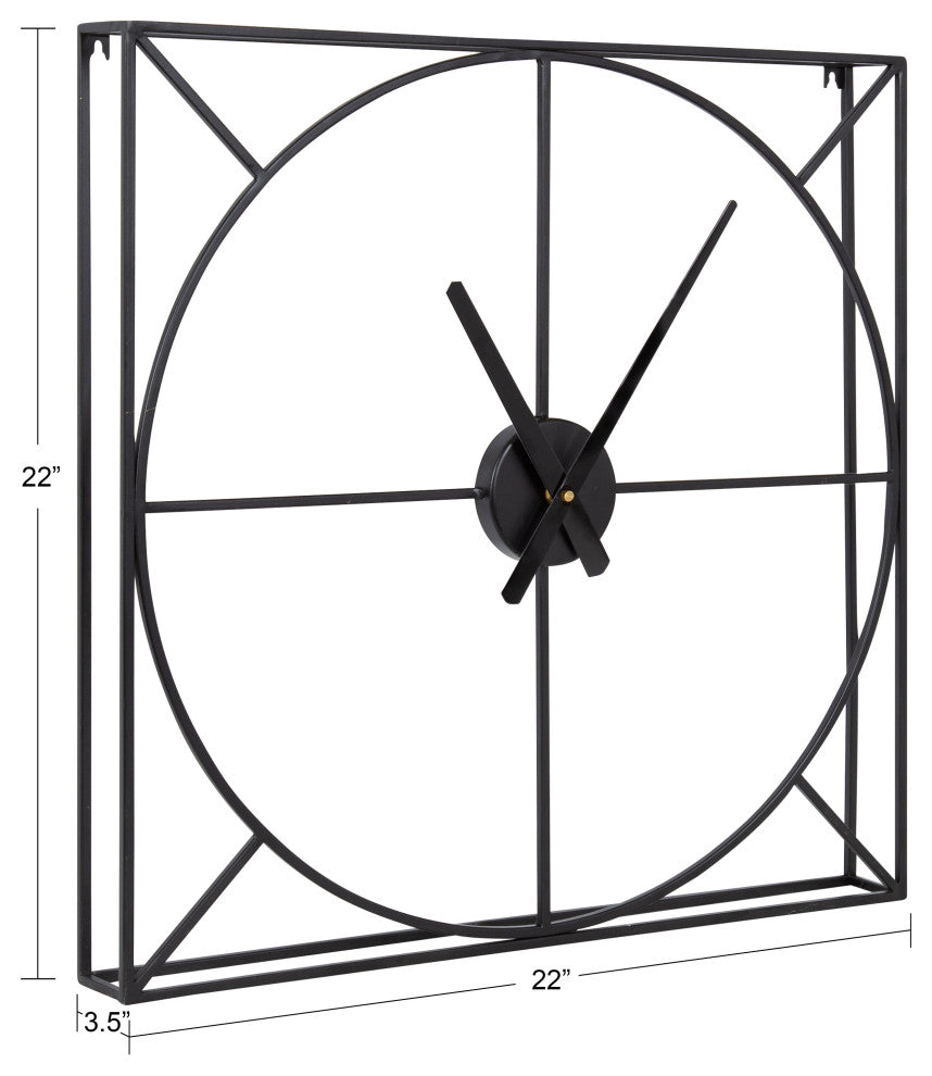 Willet Wall Clock, Black, 22"x22"