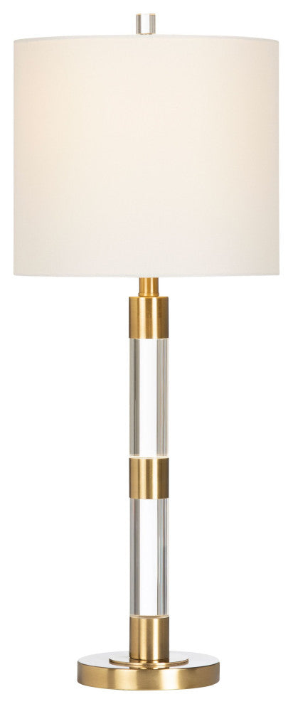 Winslet Metal Table Lamp with Nightlight with White Linen Shade