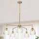LNC Polished Gold Modern Textured-Glass Chandelier, Radial Design, 5 Lights