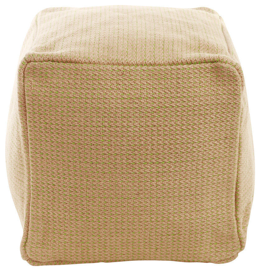 Woven Jute Pouf, Green