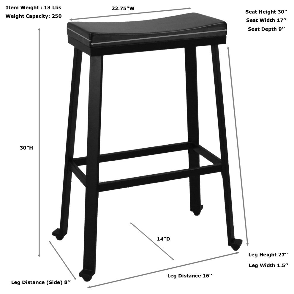 Thea 30" Saddle Seat Barstool - Chestnut/Black