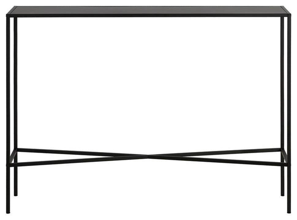 Maklaine Industrial 42" Steel Console Table in Black