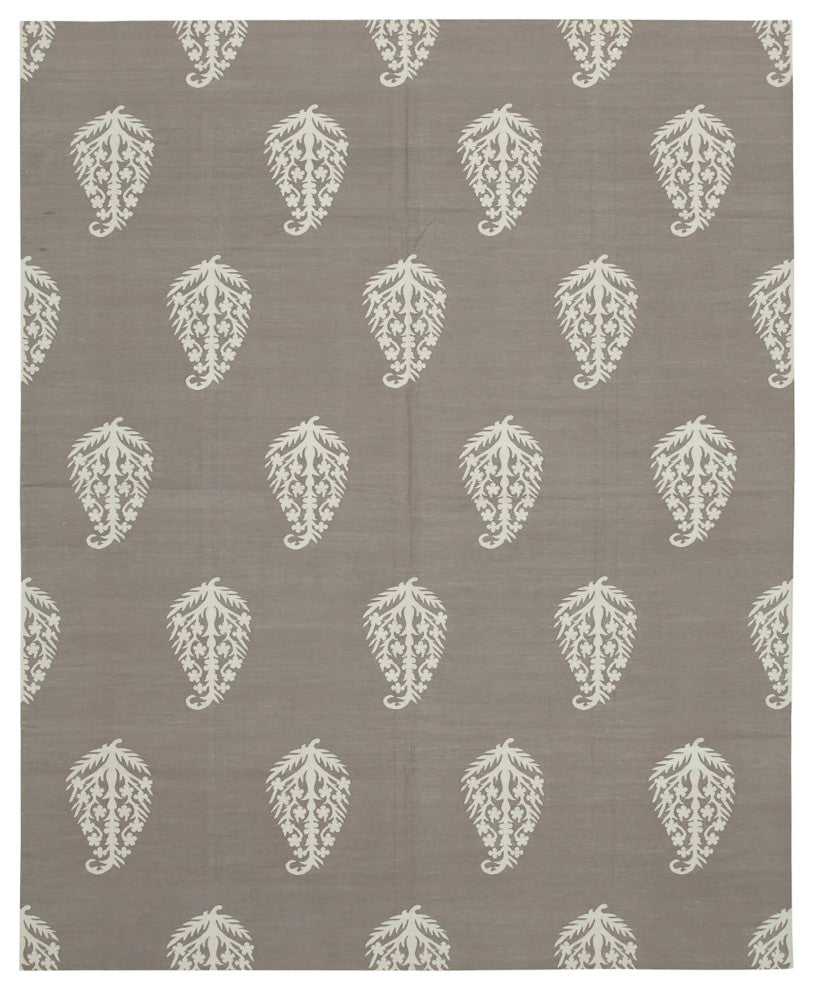 Rug N Carpet - Handmade Wool 8' 1'' x 9' 10'' Modern Design Dhurrie Kilim Rug
