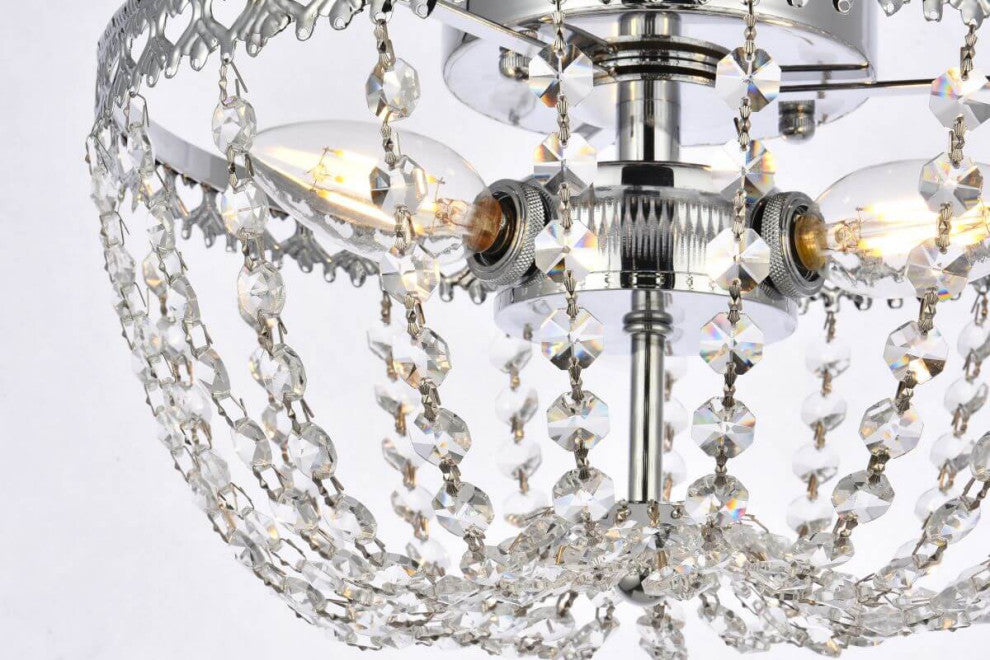 3 Light 12" Chrome Crystal Flush Mount