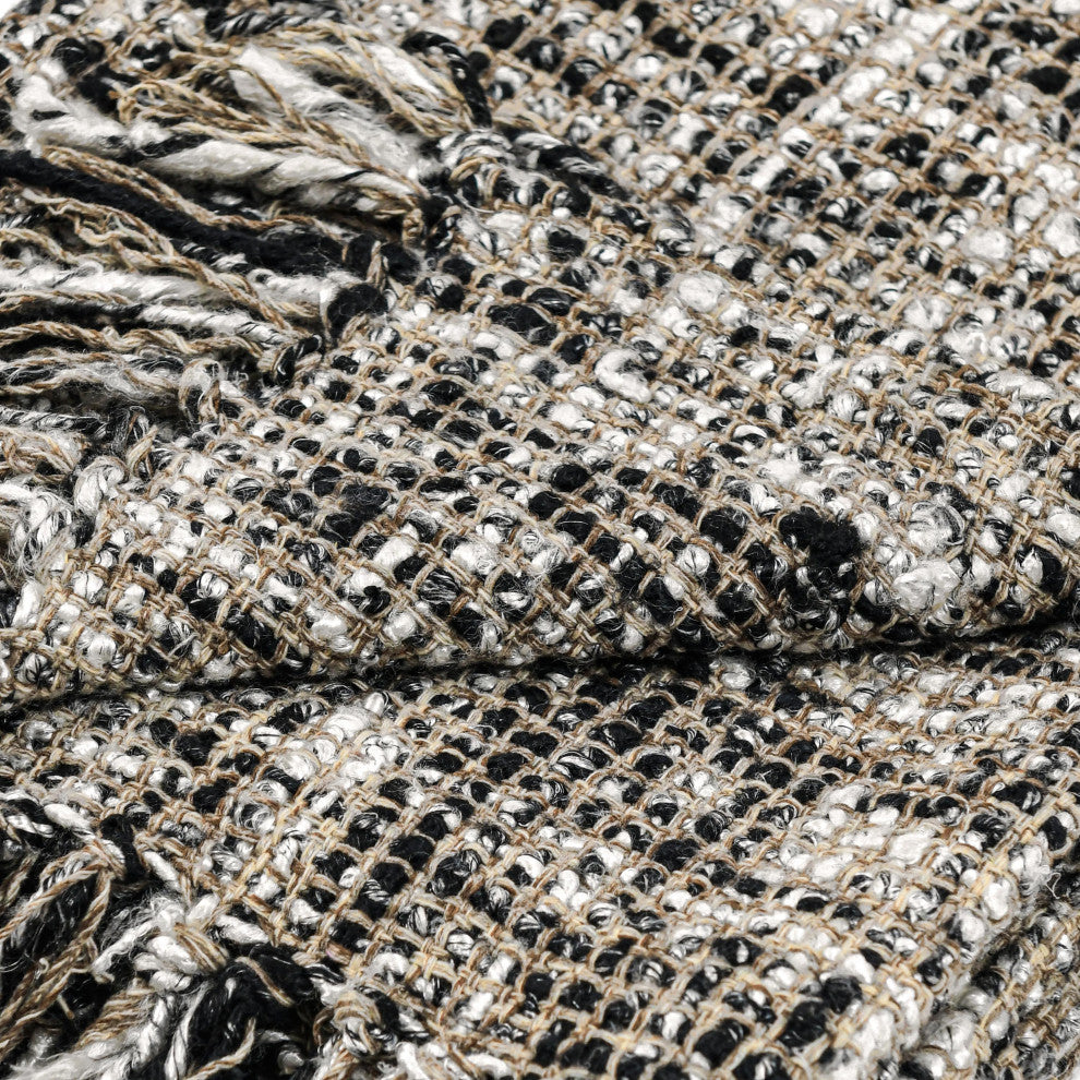 Porter Recycled Cotton Blend Throw Blanket Blanket, Black