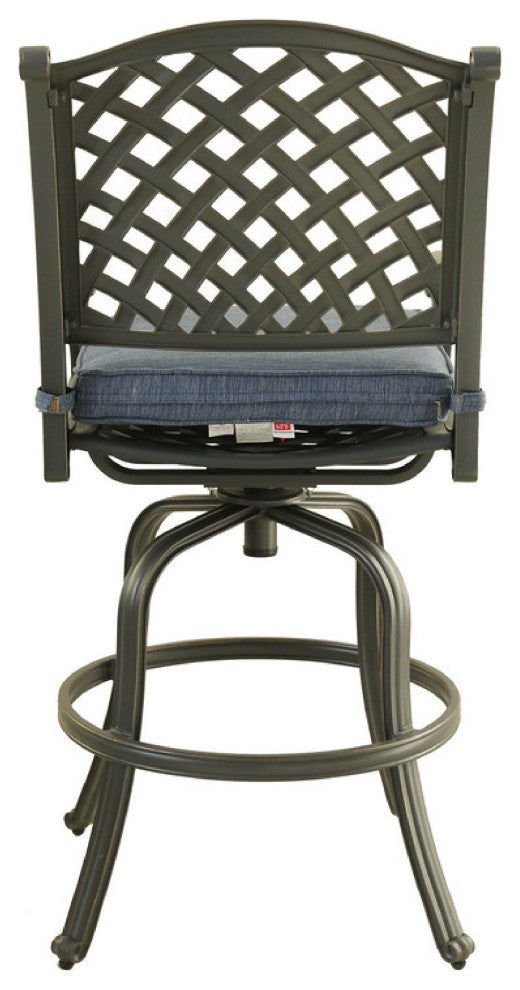 Benzara BM272247 28" Outdoor Patio Metal Bar Stool, Set of 2, Blue