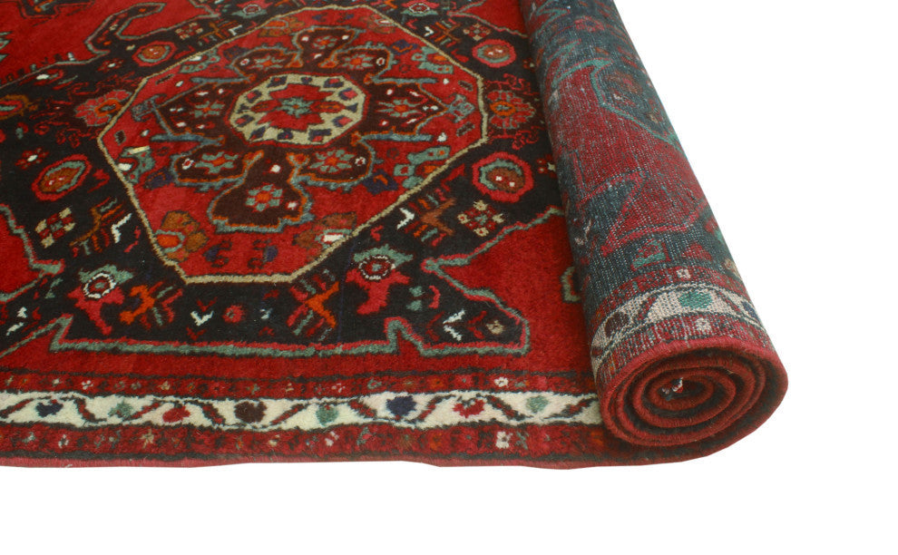 Fine Vintage Distressed Hengameh Red/Ivory Runner, 3'5x10'2