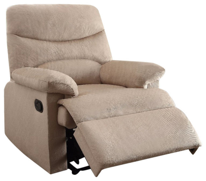 Benzara BM154283 Arcadia Smart Looking Recliner, Beige Woven Fabric