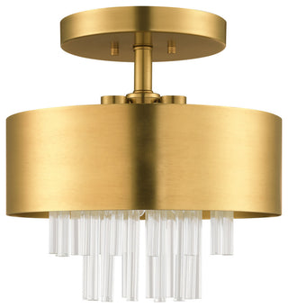 Livex Lighting Orenburg 3 Light Natural Brass Semi-Flush
