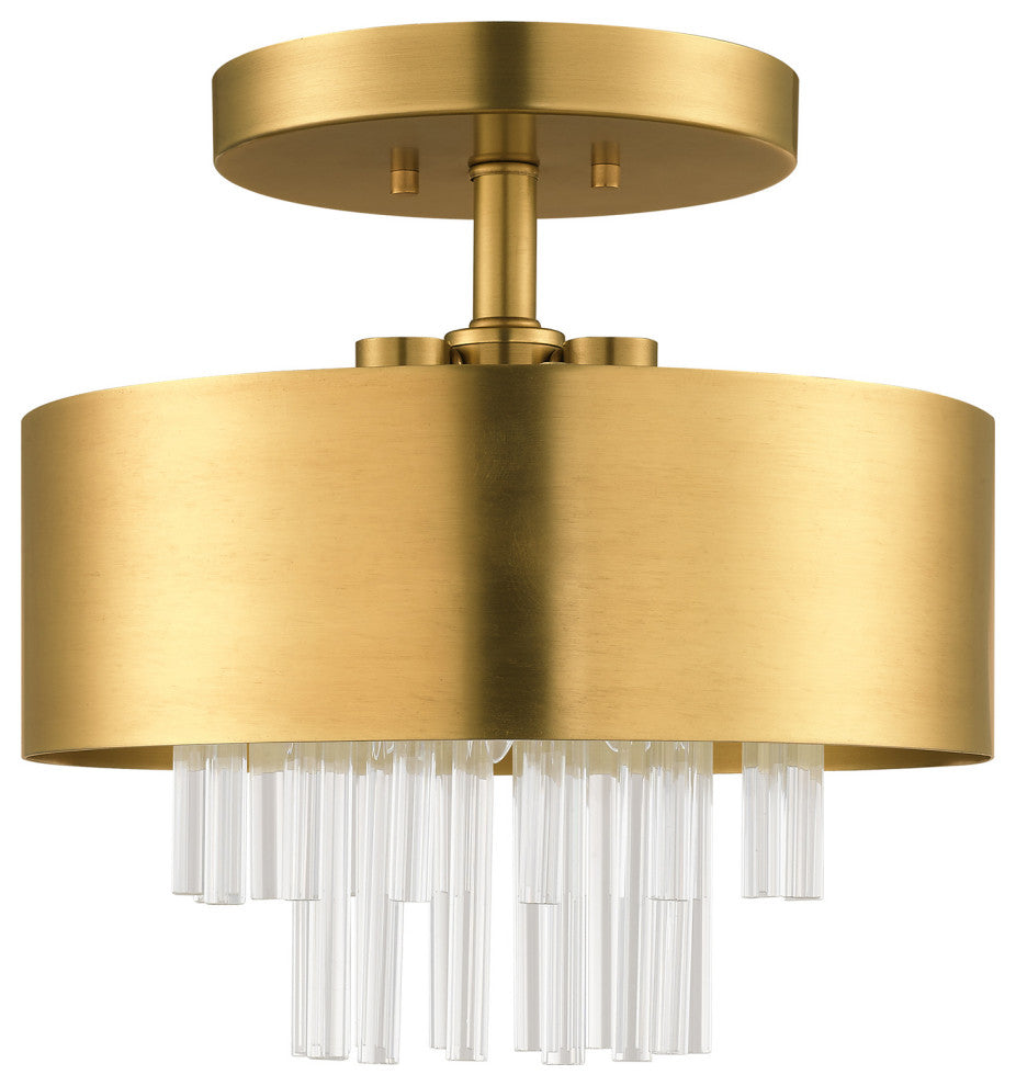 Livex Lighting Orenburg 3 Light Natural Brass Semi-Flush