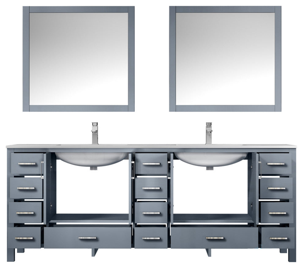 Jacques 84" Dark Grey Double Vanity Set with Carrara Marble Top