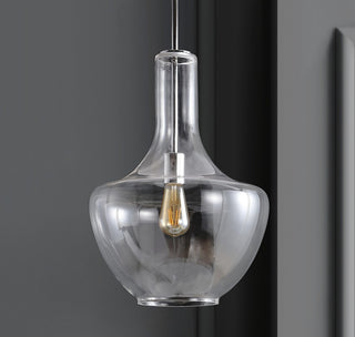 Watts 10.5" Glass, Metal LED Pendant, Chrome/Clear, Width: 13.25"