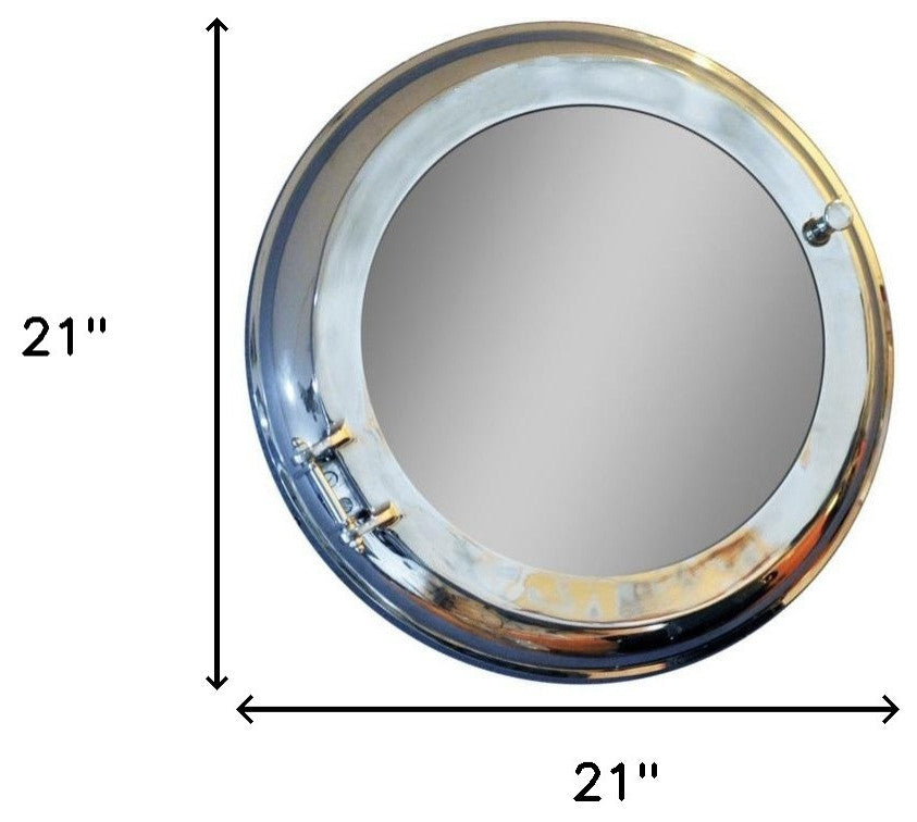21" Silver Round Aluminum Framed Accent Mirror