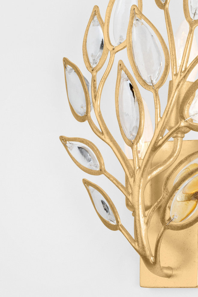 Fairlee 14.5" High Vintage Gold Leaf Wall Sconce