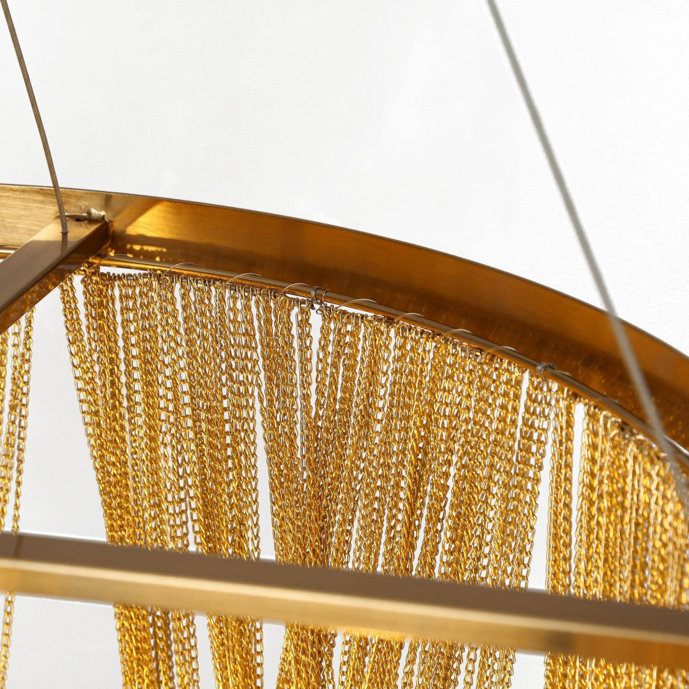 LNC Tracienuri 7-Light Gold Modern Spiral Tiered Chandelier, Rain Chains, Loose Chains