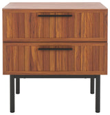 Safavieh Axelle 2 Drawer Nightstand, Walnut/Black