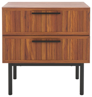Safavieh Axelle 2 Drawer Nightstand, Walnut/Black