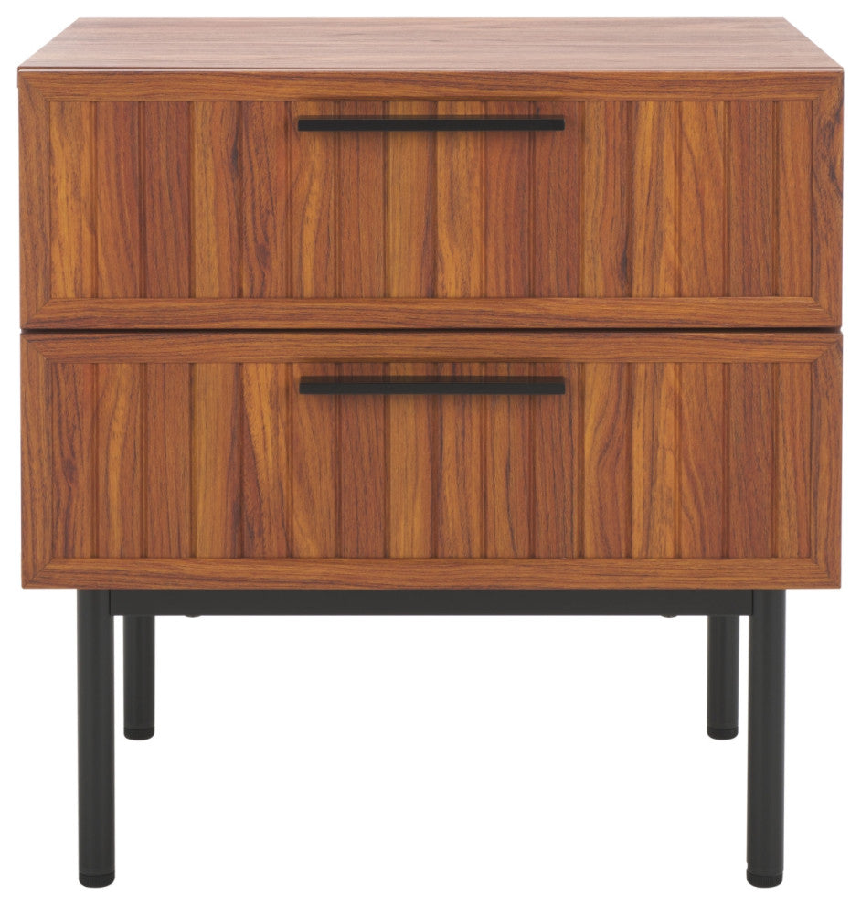 Safavieh Axelle 2 Drawer Nightstand, Walnut/Black