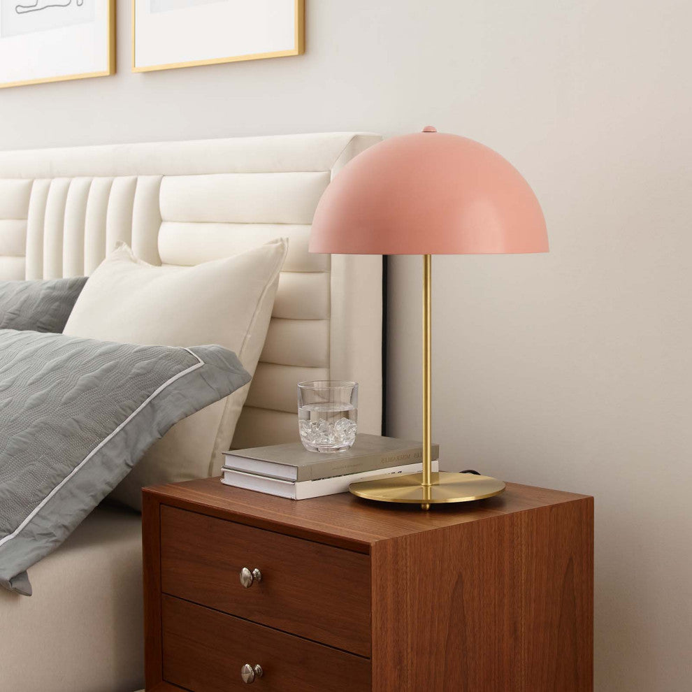 Table Lamp, Pink Gold, Metal, Modern, Mid Century Cafe Bistro Hospitality