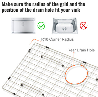 VEVOR Sink Protector Grid For Kitchen 27.5"x13.5" Stainless Steel Drain Rack