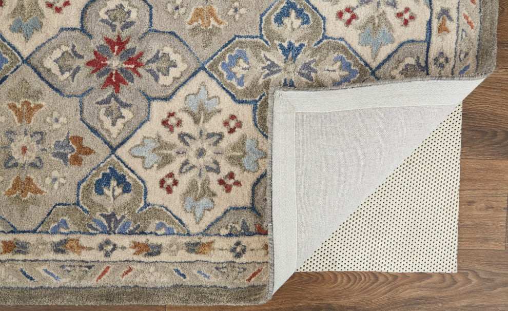 Weave & Wander Mattias Persian Fog Gray/Blue/Red Rug, 2' X 3'