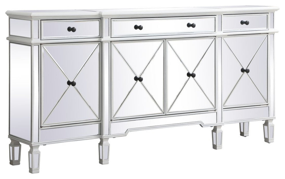 Calum 72" Mirrored Credenza, Antique White