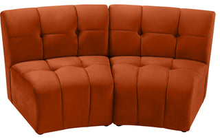 Limitless Velvet Upholstered 2-Piece Modular Sectional, Cognac