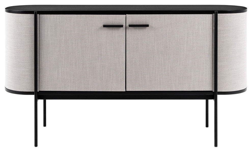 Modrest Hobart Modern Beige Fabric and Black Metal Buffet