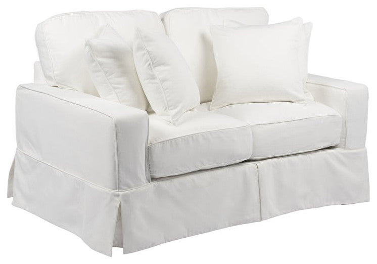 Box Cushion Slipcovered Loveseat, Stain Resistant Performance Fabric, White