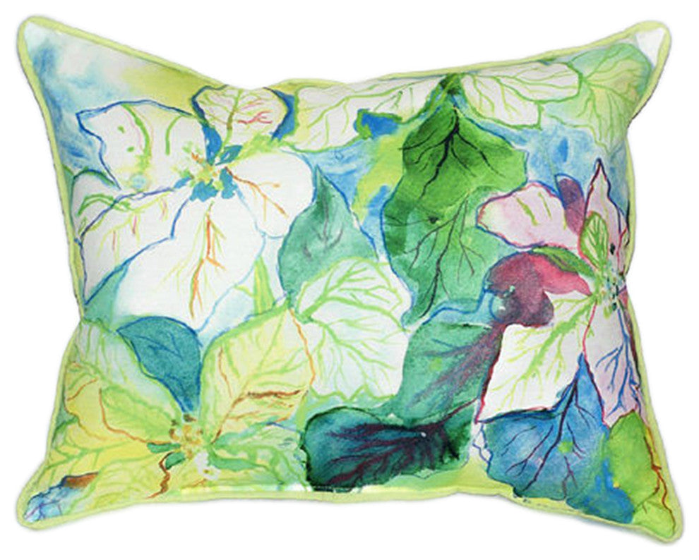 Betsy Drake White Poinsettia Extra Large 20 X 24 Indoor / Outdoor Pillow