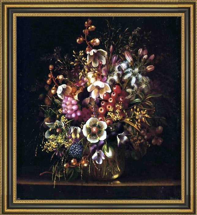 Adelheid Dietrich Still Life with Flowers in a Vase Framed Canvas Print, 20"x25"
