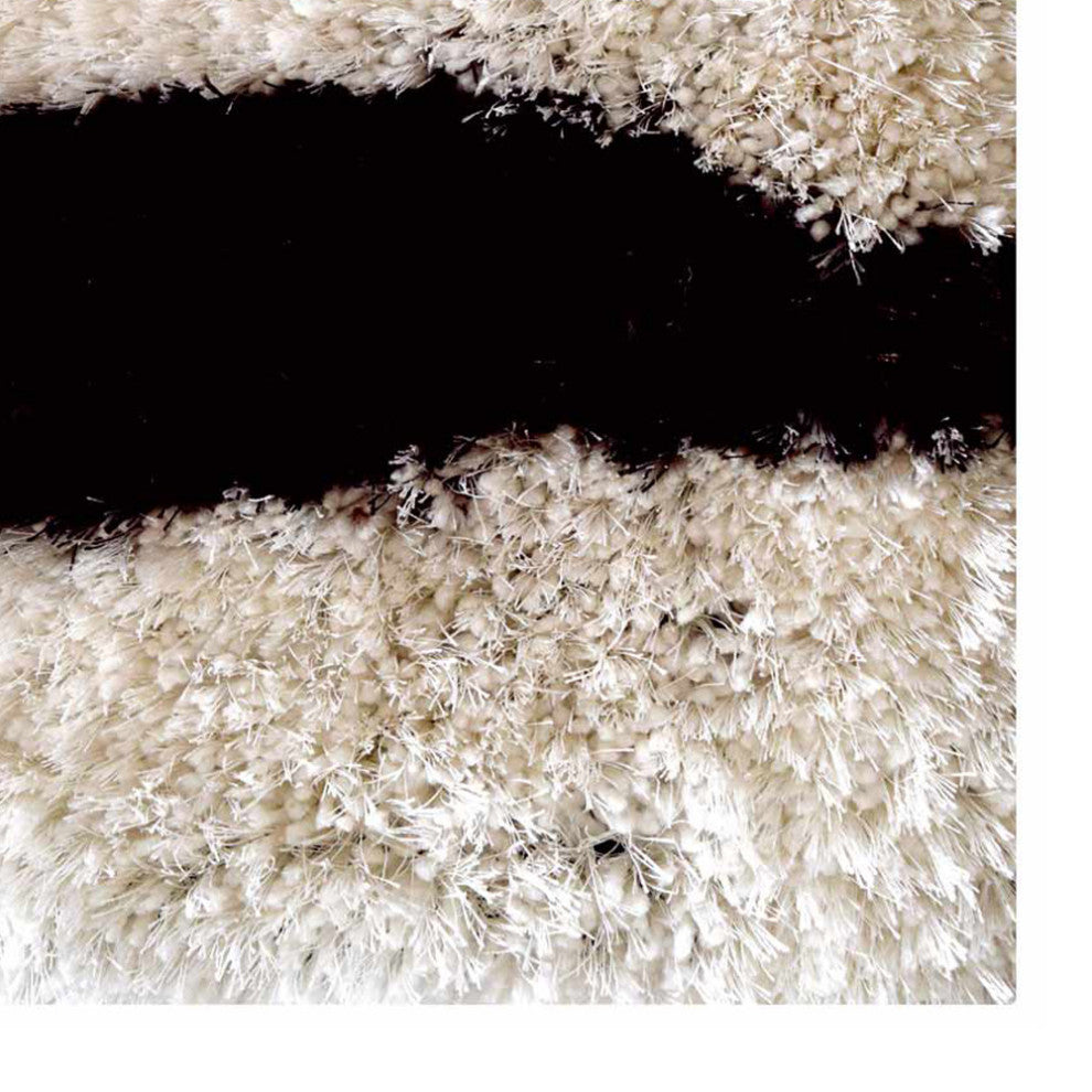 HAND TUFTED SHAG POLYESTER ECO-FRIENDLY AREA RUGS -  Brown White Color, Abstract
